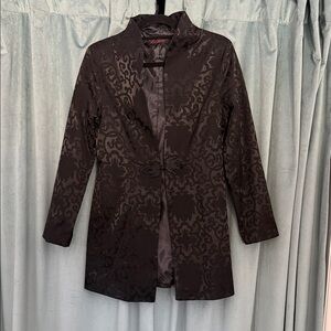Elegant Black Brocade Women's Coat